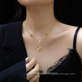 Shangjie OEM pulseras kalung Fashion Women Double Layer Necklace Jewelry 18K Gold Plated Necklace  Frosted Star Disc Necklace